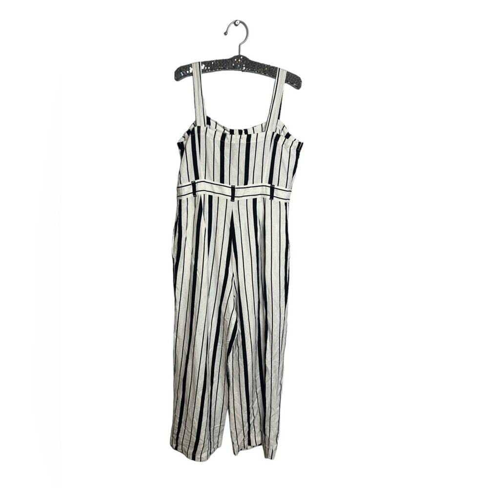 NWT Loft Striped Strappy Jumpsuit Linen Whisper White Size 8 - Picture 4 of 8